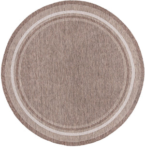 Unique Loom Outdoor Border Soft Border Machine Made Border Rug Brown, Ivory/Gray 10' 8" x 10' 8"