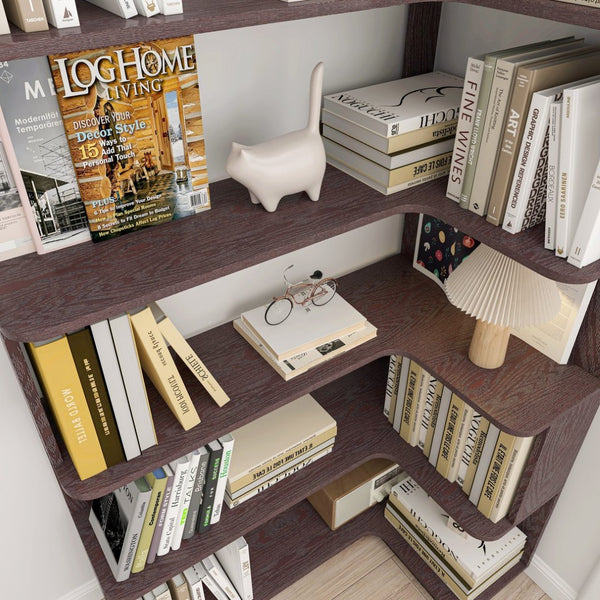 English Elm 90cm L-shaped Corner Bookcase Five Tier Mdf Open Shelving Unit for Any Room W2899P444160