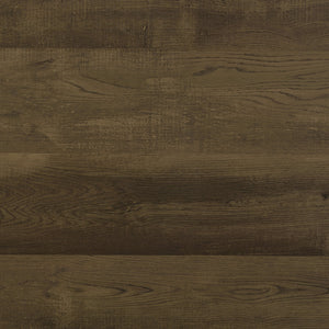 English Elm Burkhart Brown Oak 35" Round Pub Table with Flared Geometric Chrome Base — Rustic Modern Charm B062P344985