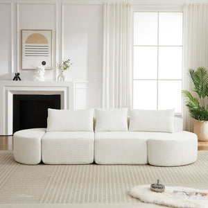 English Elm 106.3-inch Chenille Modular Sectional with Curved Ottomans and Cloud Comfort Seating W3505P383961