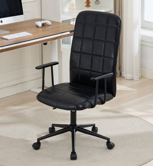 English Elm Antique Pu Leather High Back Office Chair with Swivel Gas Lift and Padded Armrests Antique Black W3149S00004