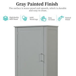 English Elm Tall Freestanding Bathroom Cabinet Two Drawers Adjustable Shelves Matte Mdf Storage Grey N725P407739E