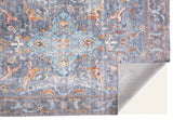 Feizy Rugs Percy Area Rug - Timeless Medallion Design, Distressed Look, Machine Washable For Easy Care & Style Blue,Gray,Orange Polyester,Cotton,Viscose Prc39affblumltp00