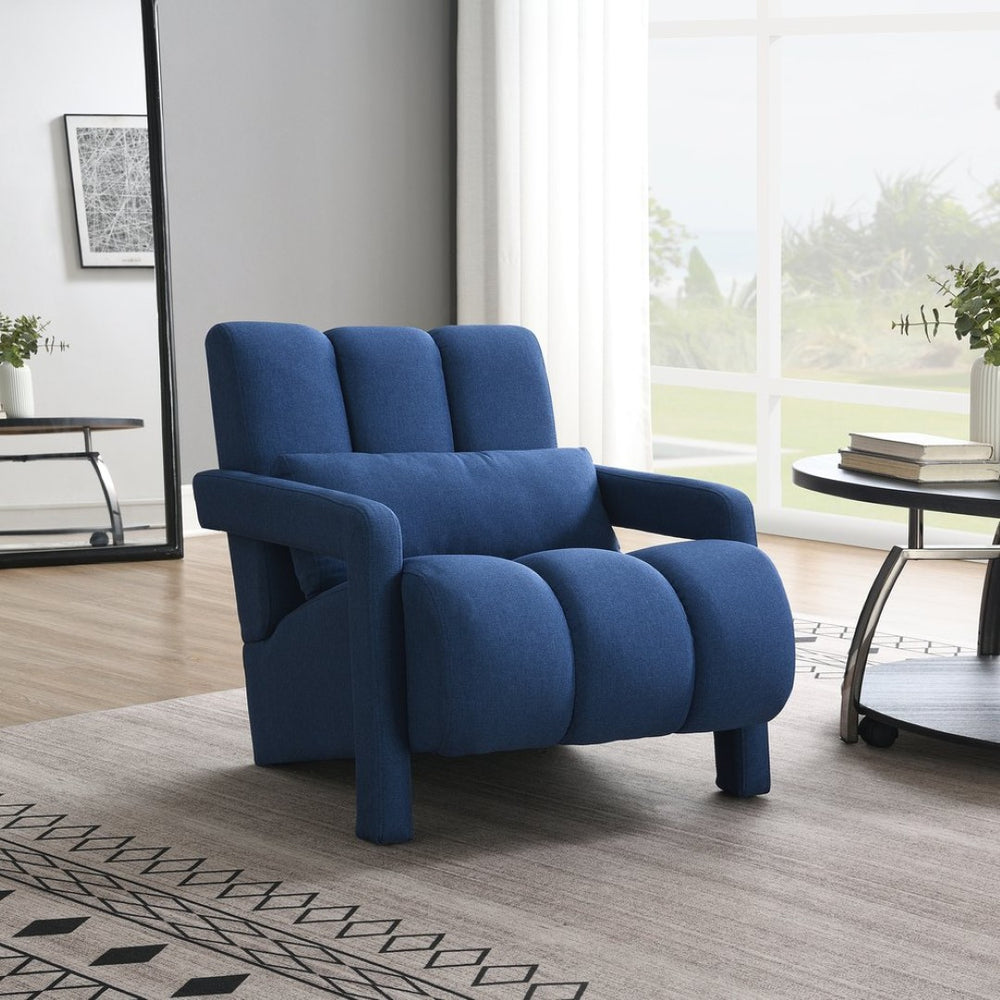 English Elm Modern Linen Accent Chair Scandinavian Style with Lumbar Pillow for Living Room W2671P411189