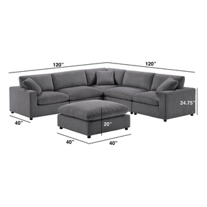 English Elm Chelsea Modular 6-Piece Sectional Sofa - Charcoal, Stylish Flexibility & Comfort For Family Living B050S00018