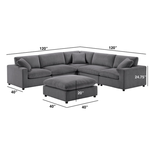 English Elm Chelsea Modular 6-Piece Sectional Sofa - Charcoal, Stylish Flexibility & Comfort For Family Living B050S00018
