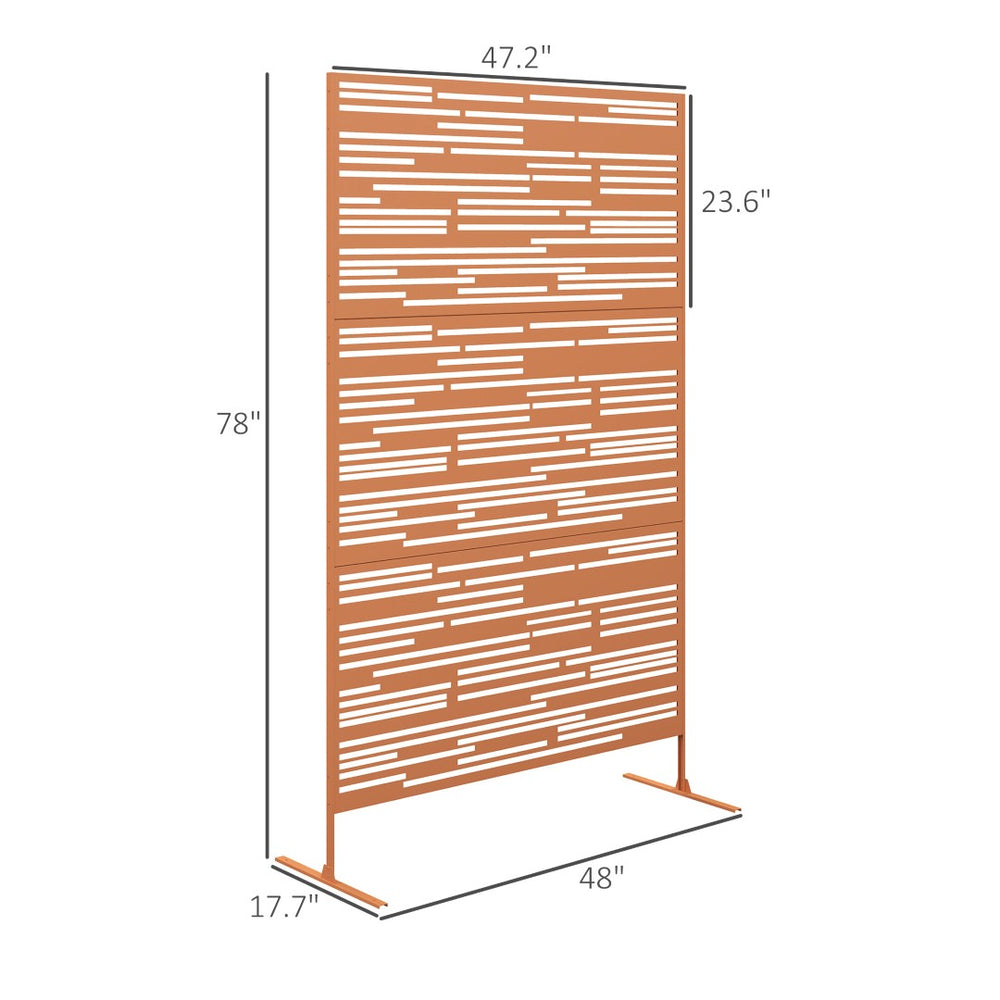 English Elm Metal Powder Coated Steel Trellis Screen Three Panel Rhombus Patio Garden Divider T3971P421218