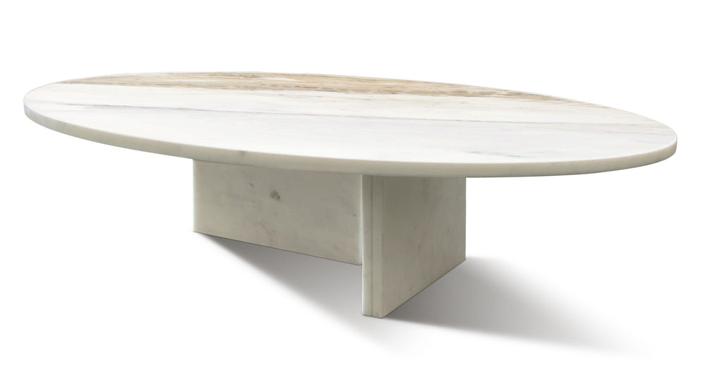 English Elm White Natural Marble Coffee Table – Minimalist Luxury Centerpiece For Modern Living Spaces, 35.4" W1696P262768-GIGA