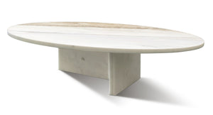 English Elm White Natural Marble Coffee Table – Minimalist Luxury Centerpiece For Modern Living Spaces, 35.4" W1696P262768-GIGA
