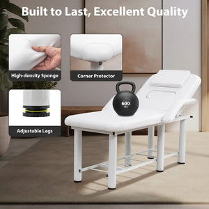 English Elm Professional Spa Treatment Bed with Pu Leather Cushion Steel Frame and Storage Shelf W1422P365690