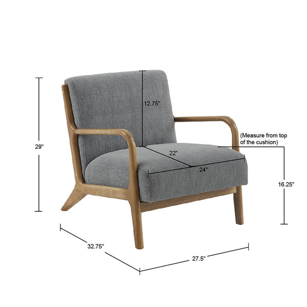 JLA Home INK+IVY - Mid-Century solid wood accent armchair with plush upholstery, ergonomic curved arms and timeless minimalist style Grey II100-0435