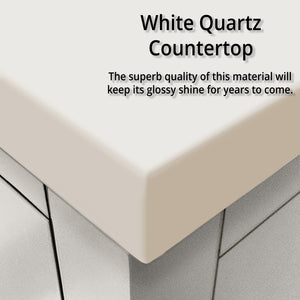 English Elm White Double Bath Vanity Set With White Quartz Top & 36" Framed Mirrors For Elegant Bathrooms B2731S01578-GIGA