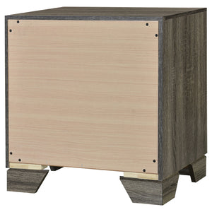 English Elm Funston Brown Oak Nightstand with 2 Drawers, Tapered Legs & Metal Bar Handles for Organized Style B062P375571