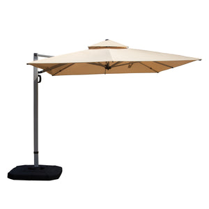 English Elm 9'x 11' Rectangle Cantilever Umbrella with Reinforced 9-Rib Frame, 360° Pedal Rotation, Tilt Adjustment Beige W1859P337795