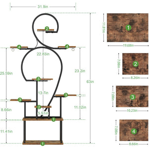 English Elm Plant Stand Indoor With Grow Light - 9-Tier Space-Saving Metal Shelf For Healthy Plant Growth W3101P314624-GIGA