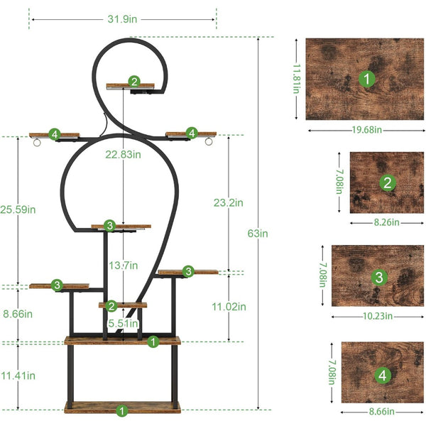 English Elm Plant Stand Indoor With Grow Light - 9-Tier Space-Saving Metal Shelf For Healthy Plant Growth W3101P314624-GIGA
