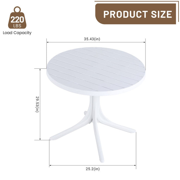 English Elm Summer Polypropylene Round Dining Set Stackable Chairs Uv Resistant Indoor Outdoor Patio Haze Green,White W3450S00026