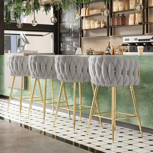 English Elm Counter Height Stools Set of 2 Mid-century Metal Legs Ergonomic Kitchen Island Seating T3623P430900