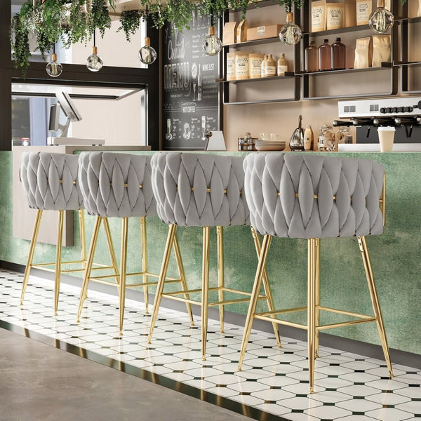 English Elm Counter Height Stools Set of 2 Mid-century Metal Legs Ergonomic Kitchen Island Seating T3623P430900