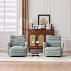 English Elm Modern Boucle 360° Swivel Leisure Chair with High‑Resilience Sponge, Supportive Curve, 550lb Capacity Mint Green W395P355484