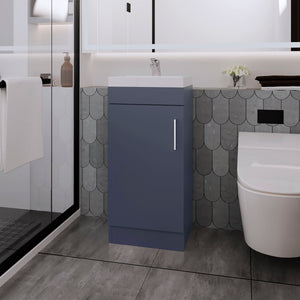 English Elm Kronos Blue Single Door Bathroom Vanity 33"W x 32"H Minimalist Melamine Design for Modern Baths B062S01388