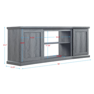 English Elm Franklin 60" TV Stand with Soft-Close Doors and Concealed Shelves for Elegant Media Storage Grey B365P398323
