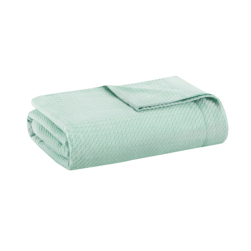 JLA Home Madison Park - Blanket Egyptian Cotton Seafoam Throw — Ultra-Soft, Breathable, Durable, Machine-Washable Comfort Wrap 90 L x 108 W x 0.25H MP51N-5170
