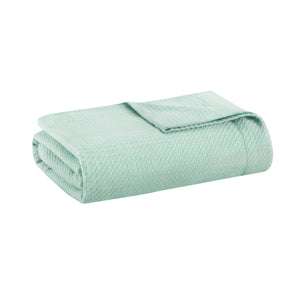 JLA Home Madison Park - Blanket Egyptian Cotton Seafoam Throw — Ultra-Soft, Breathable, Durable, Machine-Washable Comfort Wrap 90 L x 108 W x 0.25H MP51N-5170
