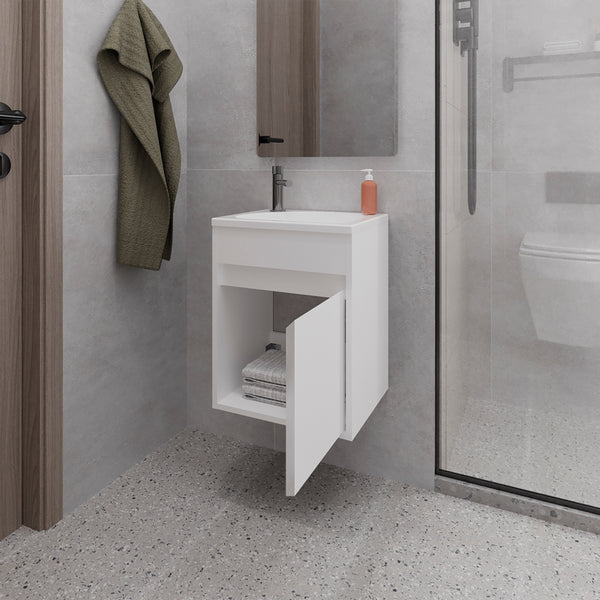 English Elm Sutcliffe Modern Vanity Sink Cabinet with Spacious Storage, Engineered Wood, Durable Easy-Clean Finish White B092P329247