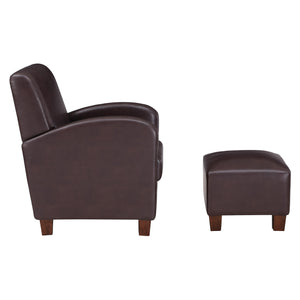 OSP Home Furnishings Aiden Chair & Ottoman Faux Leather Cocoa