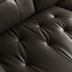 English Elm Modern Elliptical Three Seat Sofa Genuine Cowhide Leather Solid Wood Frame Living Room Black W1765S00135