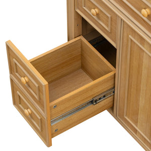 English Elm 36" Modern Bathroom Vanity with Ceramic Sink, Solid Rubber Wood & MDF, Flip Drawer, Soft-Close Doors N725P350825N