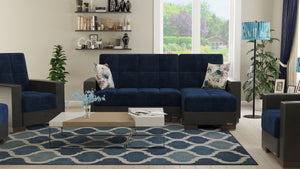 English Elm Primenest Convertible Chaise Lounge With Storage - Plush Microfiber Sleeper In Emerald Blue B030P303538-GIGA