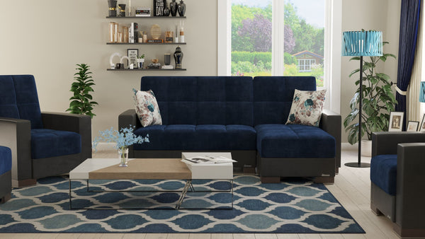 English Elm Primenest Convertible Chaise Lounge With Storage - Plush Microfiber Sleeper In Emerald Blue B030P303538-GIGA