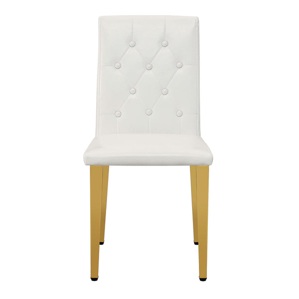 English Elm 4-pack PU dining chairs with ergonomic buckle backrest, high-density sponge seat, gold metal legs elegant luxury White+Gold W1151P295709