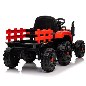 English Elm Ride on Electric Tractor Toy with Trailer 24v 400w Dual Motors Remote Control Led Red W1578P194696
