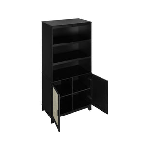 English Elm Sheridan 31" Bookcase Cabinet with 7 Shelves, Soft-Close Doors, Adjustable Shelves, Stylish Legs Black B365P397892