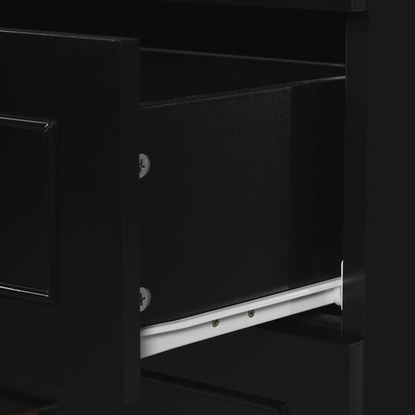 English Elm 72.2'' Tall Freestanding Bathroom Cabinet with 3 Drawers, Adjustable Shelf, Soft-Close Doors, Modern Elegant Design Black N729P296769B
