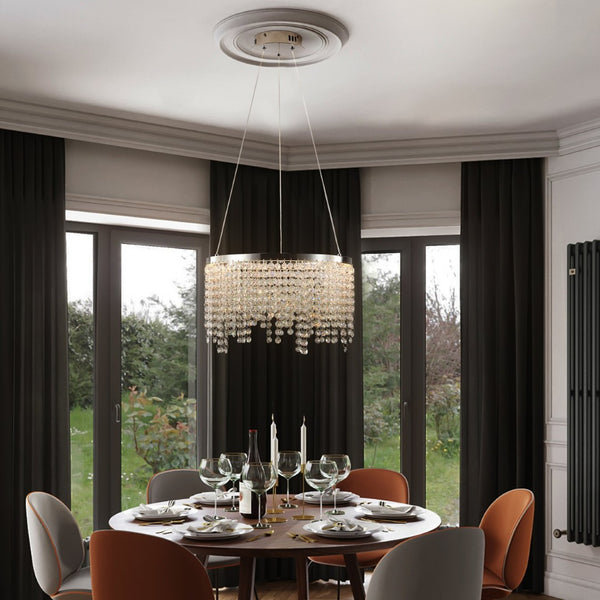 English Elm 16-inch K9 Crystal Led Chandelier Polished Chrome Selectable Warm Daylight Glow W2312P415978