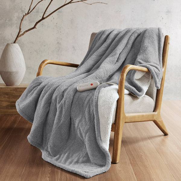 Sharper Image Amira Casual Dream Soft Heated Throw SI54-0065 Grey