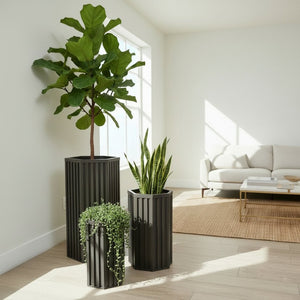 English Elm Hexagon Column Planter Architectural Aluminum Geometric Design for Indoor Outdoor Spaces B2755P499643