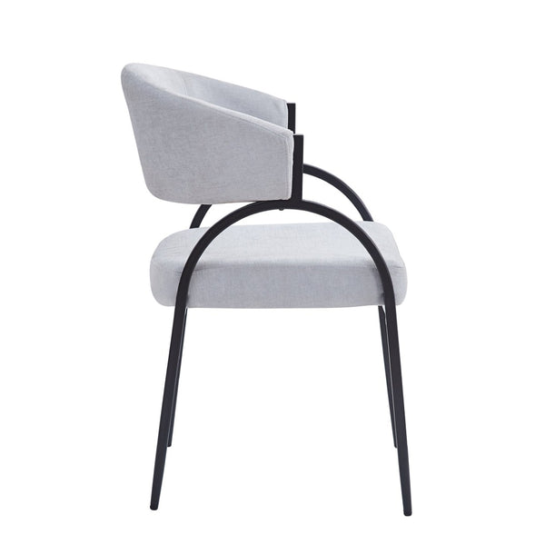 English Elm Upholstered Gray Fabric Dining Chair Set of Two with Sleek Metal Legs Modern Style N768P184752L