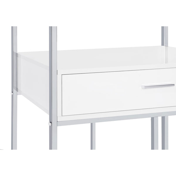 English Elm Draper Gloss White Led Wine Cabinet with Chrome Frame and Open Bar Shelving B062P441294