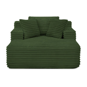 English Elm Living Compressed Chaise Lounge Foam Sofa Bed with Plush Corduroy Upholstery, Deep Seat Cloud Comfort Green W1413P298041