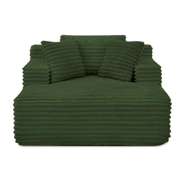 English Elm Living Compressed Chaise Lounge Foam Sofa Bed with Plush Corduroy Upholstery, Deep Seat Cloud Comfort Green W1413P298041