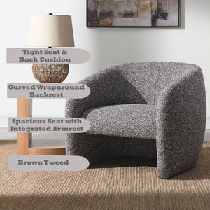 English Elm Livia Tweed Accent Chair in Brown & Gray – Pocket Coil Comfort, Solid Wood Frame, Stylish Mid-Century Look B2726P354511