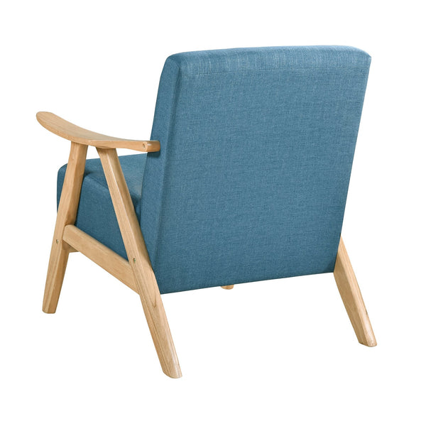 English Elm Modern Velvet Accent Chair with Dark Walnut Angular Frame, Streamlined Mid-Century Comfort Design Blue,Natural 35.5 L x 25.5 W x 20 H B011P271955