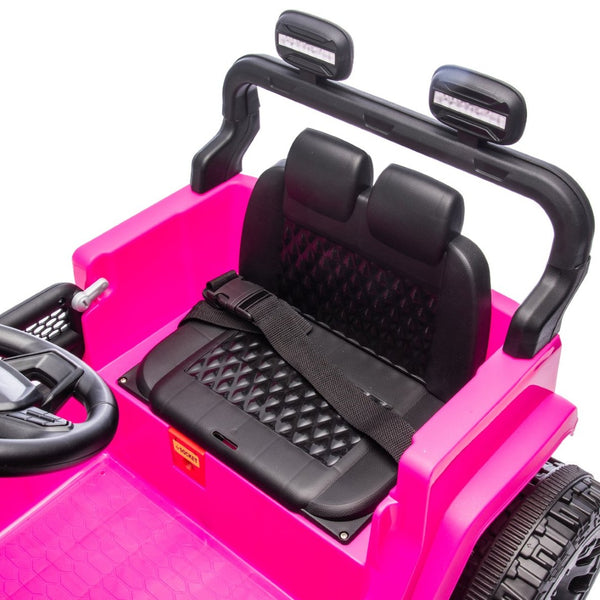 English Elm 24v Kids Ride on Car with Parental Remote Four Wheel Suspension Led Lights Bluetooth Pink W1578P235081