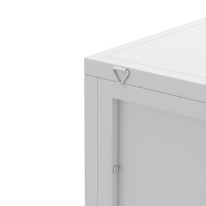 English Elm 22.25'' Floor Corner Cabinet with Tempered Glass Doors, Three-Tier Metal Frame Storage for Home White W757P180793