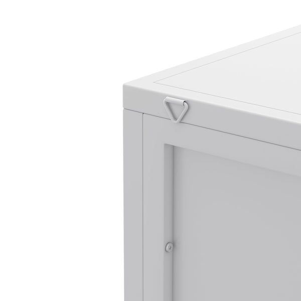 English Elm 22.25'' Floor Corner Cabinet with Tempered Glass Doors, Three-Tier Metal Frame Storage for Home White W757P180793